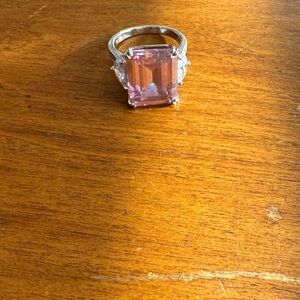 Elegant Silver stamped S925 Ring with Pink Gemstone size 9